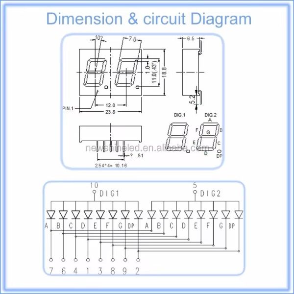0.43 Inch 2 digit LED Seven Segment Display