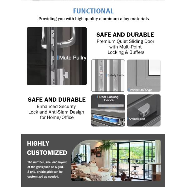 Factory Price High Quality Luxury Design Customize Aluminum French Doors Aluminium Window Making Materials for Apartment