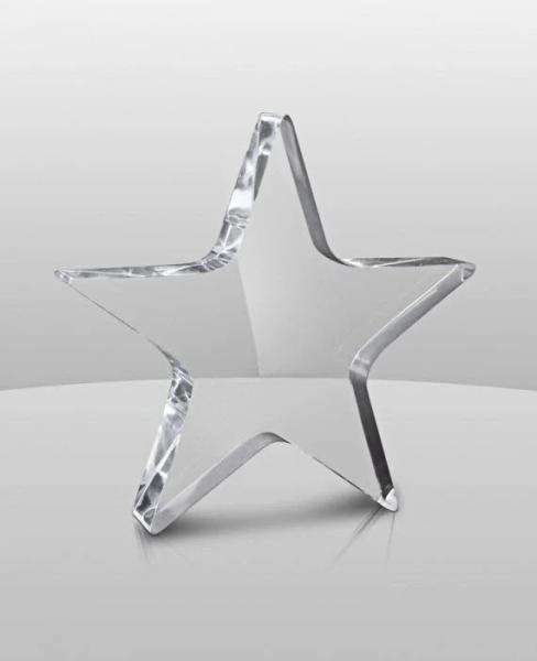 6'' H Clear Star Shape Acrylic Trophy With Base , Acrylic Star Award Custom Logo