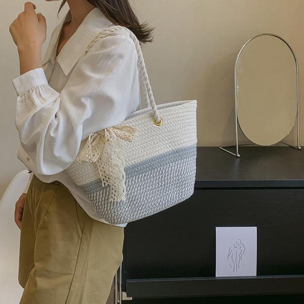 Custom Logo Handmade Luxury Tote Handbag Beach Bag Straw Bags Tote Summer Beach Bag For Women Raffia Straw Crochet Pattern