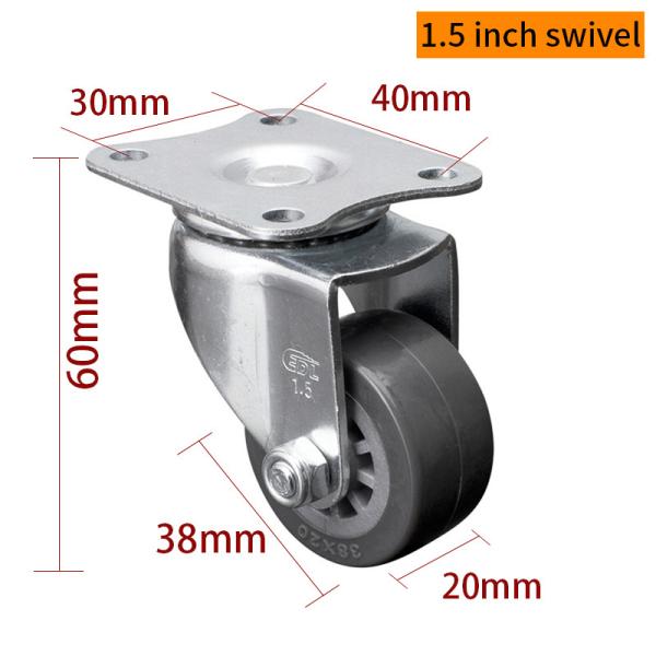 Light Duty Mini Furniture Casters Small Swivel Caster Wheels 1.5 Inch 38mm