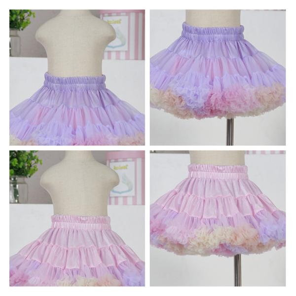 French Style Polyester Fluffy Children'S Beauty Skirts Red Tutu Skirt Rainbow OEM