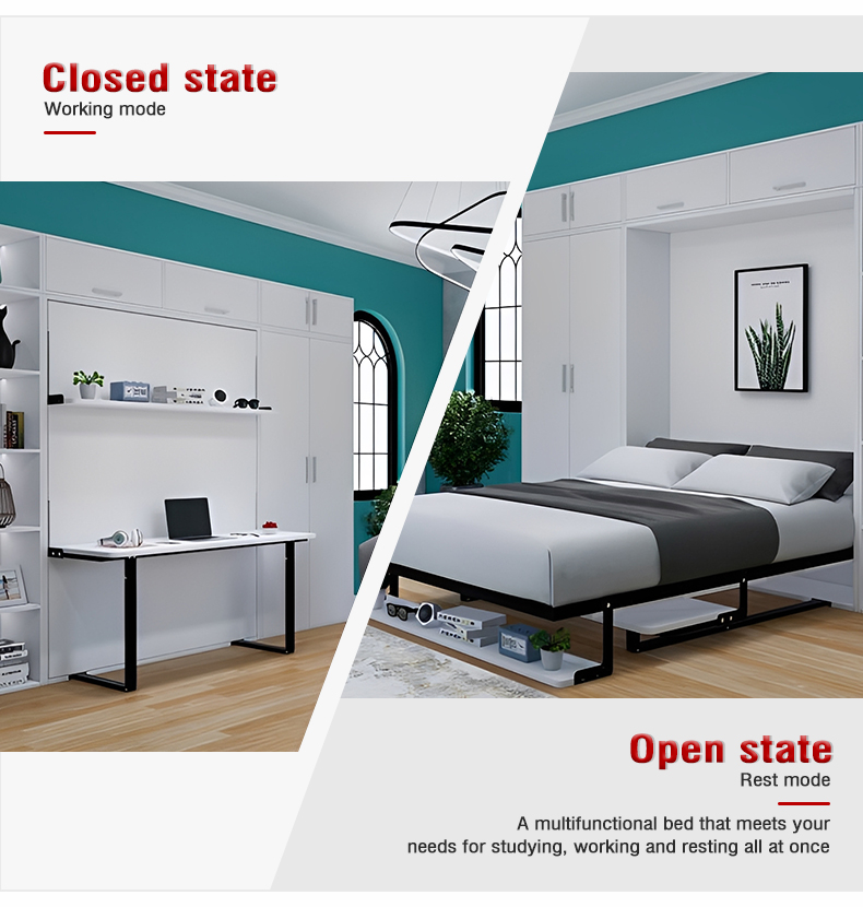 Hardware Accessories for Modern Furniture Desk Murphy Wall Bed Frame Space-saving Hidden Bed for Small Houses