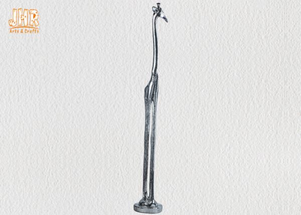 183cm H Silver Mosaic Glass Polyresin Animal Figurines Giraffe Sculpture Floor Statue
