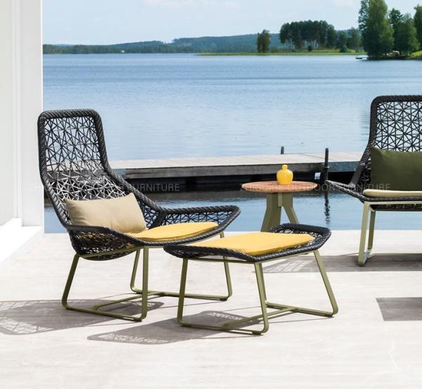 Hot sales Leisure Hotel Aluminium PE Rattan chairs and table Outdoor Garden Backyard Lounge chair
