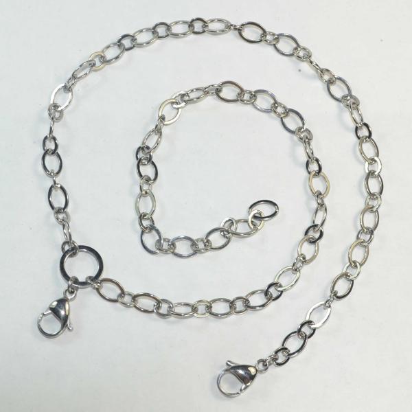 Fashion 316L Stainless Steel Glass Floating Locket Chain GLC006-Mother Son Flat O Chains