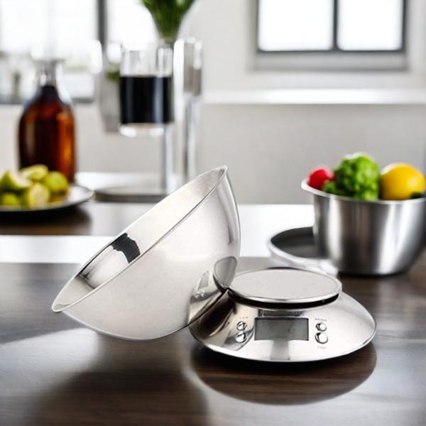 Balances de cuisine en acier inoxydable numérique détachables alimentées par des piles 2*AAA pour la pesée domestique et hôtelière