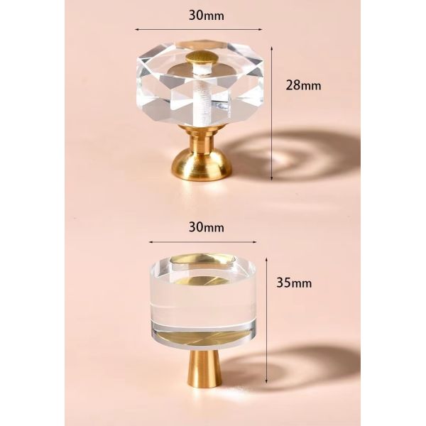Modern Luxury French Crystal Single-Hole Brass Door Handle Pull for Dresser for Bedroom Use