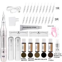 Nouveau kit de tatouage de sourcils et de lèvres de haute qualité kit de machine à stylo de tatouage professionnel avec cartouche d'aiguille permanent outils de maquillage adapté à l'art corporel