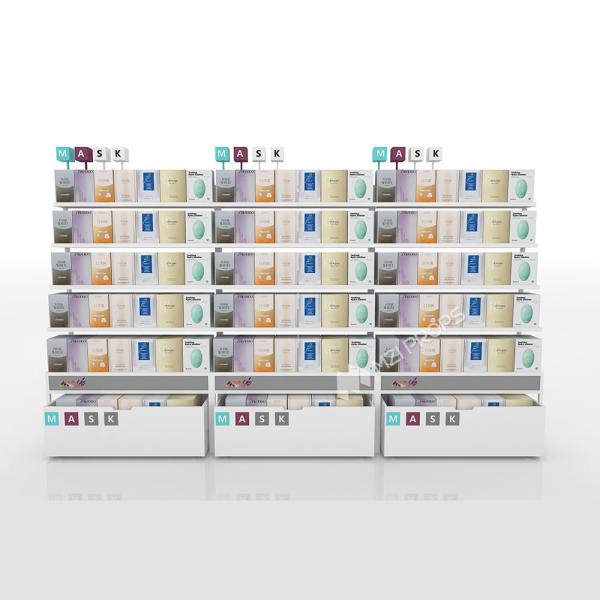 Facial Mask Combination Cabinet White Wooden Display Rack For Cosmetic Store Decoration And Retail Store Design