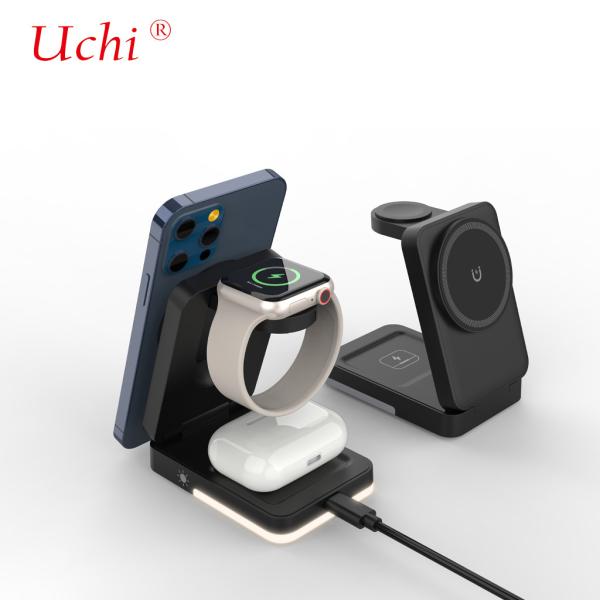 Private Mold G12 Foldable Multi-Functional Fast Charging Three-In-One Wireless Charger For Smartphones Watches Headphones