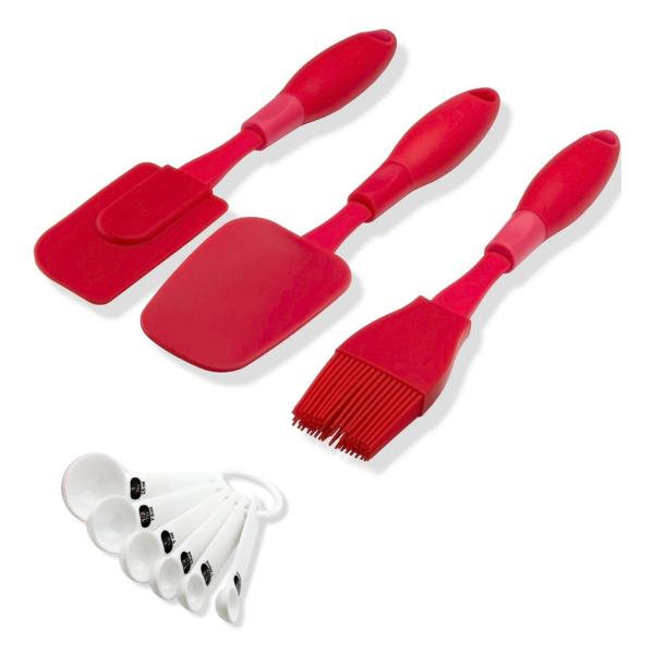 Silicone Baking Molds Pans and Utensils Kitchen | Silicone Cake Brownie Loaf Muffin Mold 2 Spatulas Brush 6 Measuring