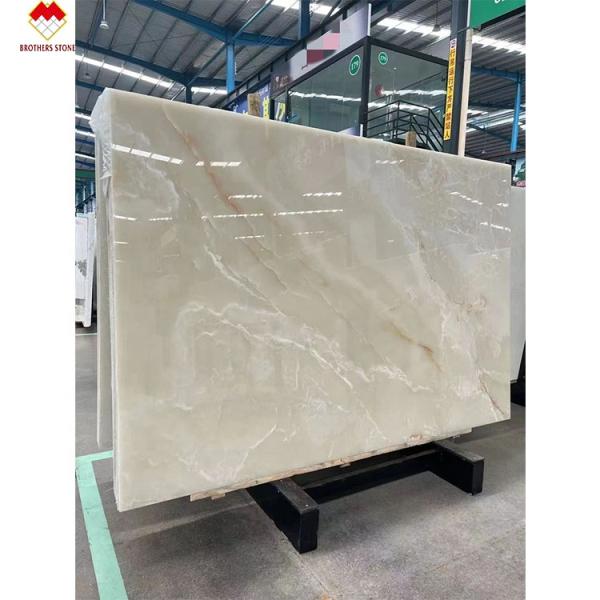 Backlit Royal White Onyx Marble Slab for Customizable Table Countertop and Wall Panel