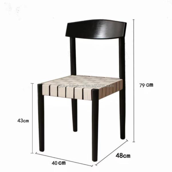 Solid Wood Braided Seat Dining Chair Furniture Finish Lacquered With Customized Designs For Restaurant Dining