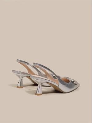 Women S Dress Shoes In Apricot Color With Chunky Heel And Strap Design For Job Market