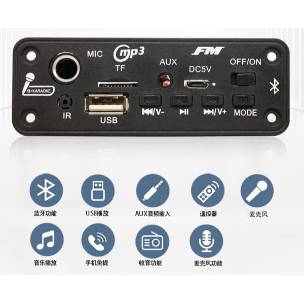 2X3W BT 5.0 Decoder Board with FM Radio and MP3 Player Module for Audio Playback