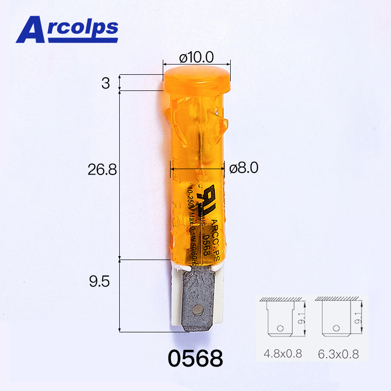 Robust Plastic IP65 Indicator Light Neon LED 12V 24V 110V 220V Red Amber Green Blue Industrial Control Equipment Signal Lamp