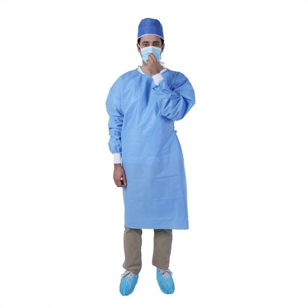 Knitted Cuff Non Sterile Disposable Surgical Gown With Ties