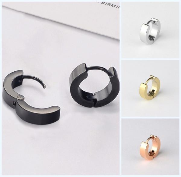Hot Sale stainless steel earrings women black hoop earrings for girl or boy wholesale