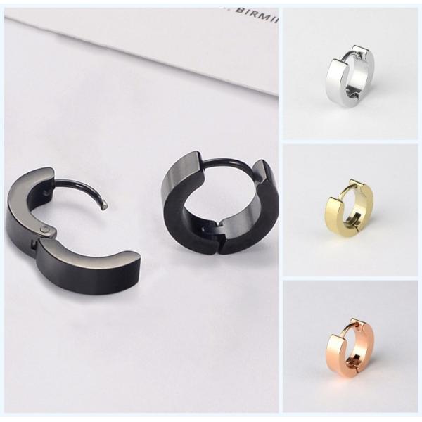 Hot Sale stainless steel earrings women black hoop earrings for girl or boy wholesale