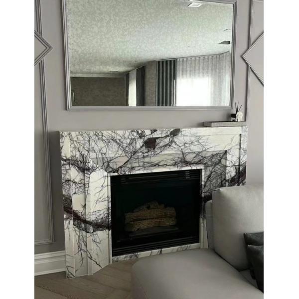 Indoor Fragrant Snow Plum Fireplace Surround in Arched French Style Stone for York Homes