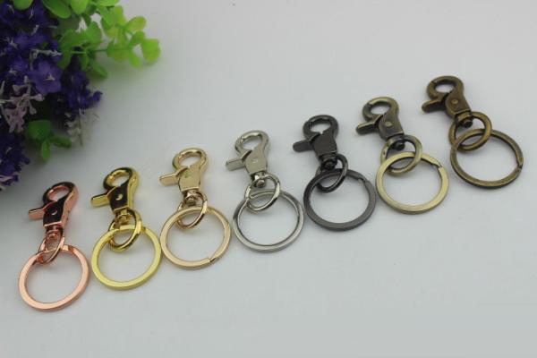 RLOVE design zinc alloy 18 mm spring trigger rose gold metal snap hook with key ring