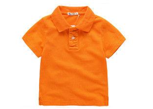 Soft Cotton Polo Shirts With Company Logo Embroidery / Kids Short Sleeve Polos