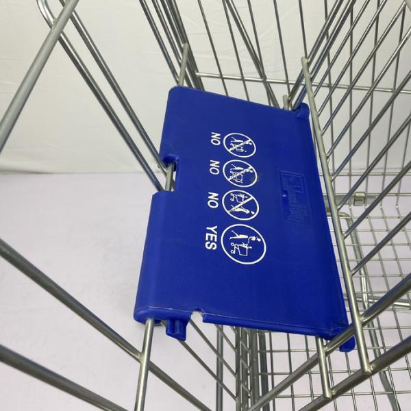 Колеса PU вагонетки немецкого супермаркета посещения универсального магазина бакалеи большой емкости стиля 150L стальные с голубыми пластиковыми частями