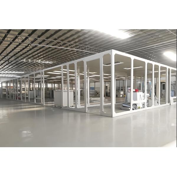 Custom Cleanroom Enclosure with 304 Stainless Steel Frame, ISO Class 5 Compliance, and 34× FFU HEPA Filtration