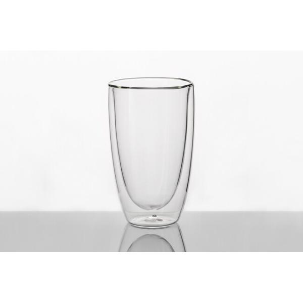 Insulated 455ml Double Wall Drinking Glass Coffee Cups 16 Ounce Mouth Blown