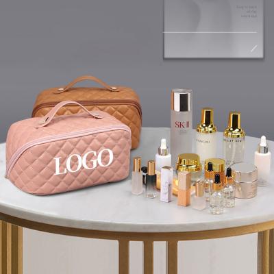 Custom Pouch Luxury Beauty Waterproof Portable Pu Leather Makeup Bag For Girls Travel Cosmetic Bags With Logo Printed