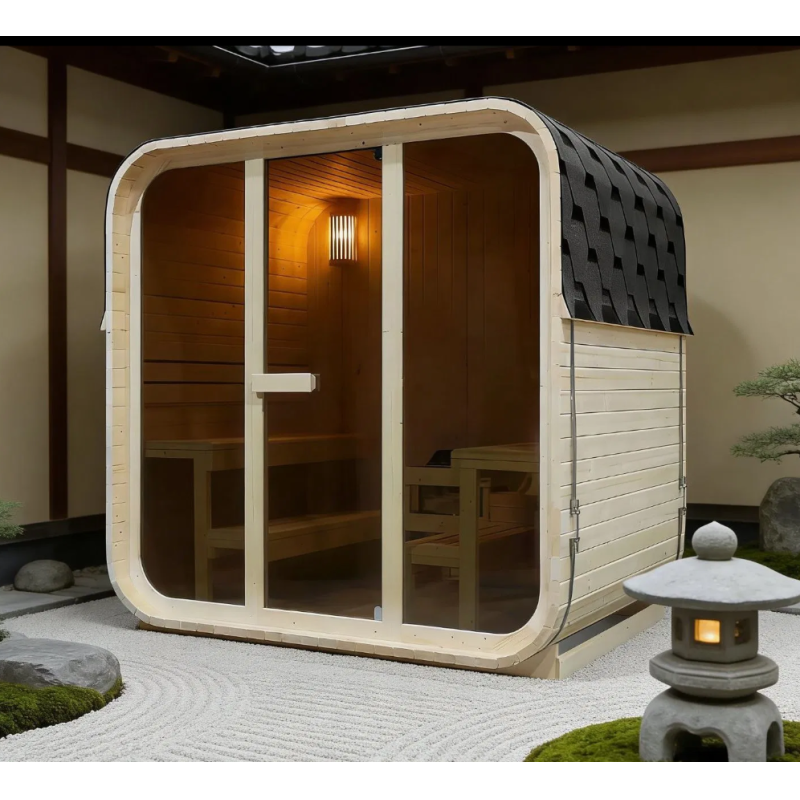 HOT WHOLESALE CUSTOM MADE CEDAR CUBE SAUNA ROOM WITH COMPUTER CONTROL PANEL AND ELECTRIC STOVE HEATING FOR OUTDOOR USE