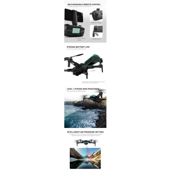 Folding 5G Brushless GPS Drone with 6K HD Camera and 90 Degree Dual Lens Remote Control