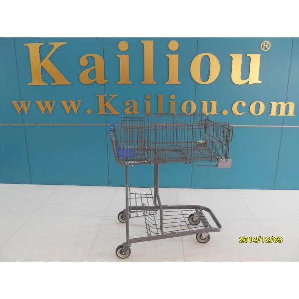 Wire foldable basket shopping trolleys for disabled , 4 swivel flat casters