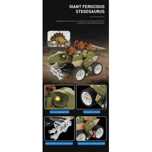 Creative Electronic Dinosaur Toys DIY Educational Rc Car Kids Blocks Toys Building