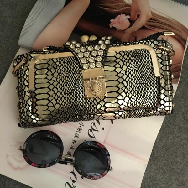 2016 new winter fashion handbags serpentine chain bag diamond evening bag luxury
