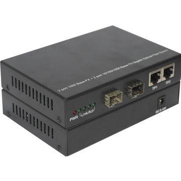 10/100/1000M Media Converter 2-TX + 2-FX(SFP) Port Fiber Switch 