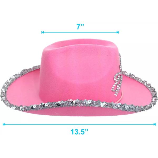 Feathered Border Pink Western Cowboy Hat with Light Pink Crown and Customizable Logo