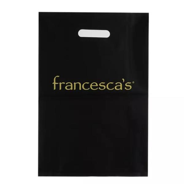 5 KG Shopping Printed Black Plastic Die Cut Handle Bag