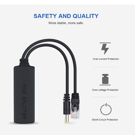 Home Security Active POE Splitter 48V to12V 1A-2A IEEE802.3af with Ethernet Module