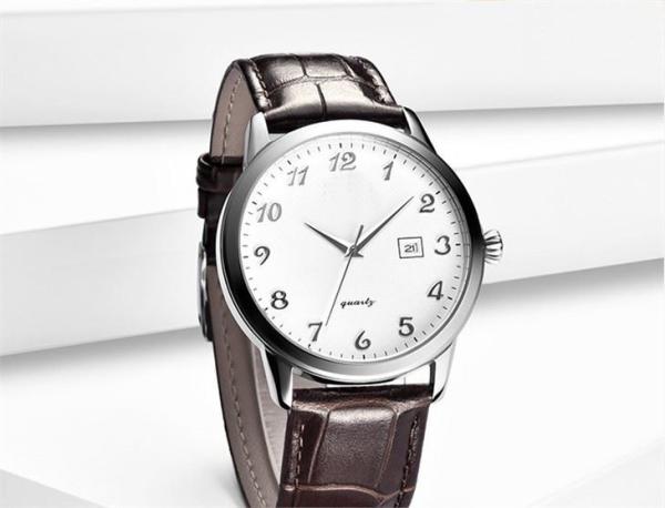 Leather Straps Chronograph Wrist Watch 42mm Dial 220mm Belt