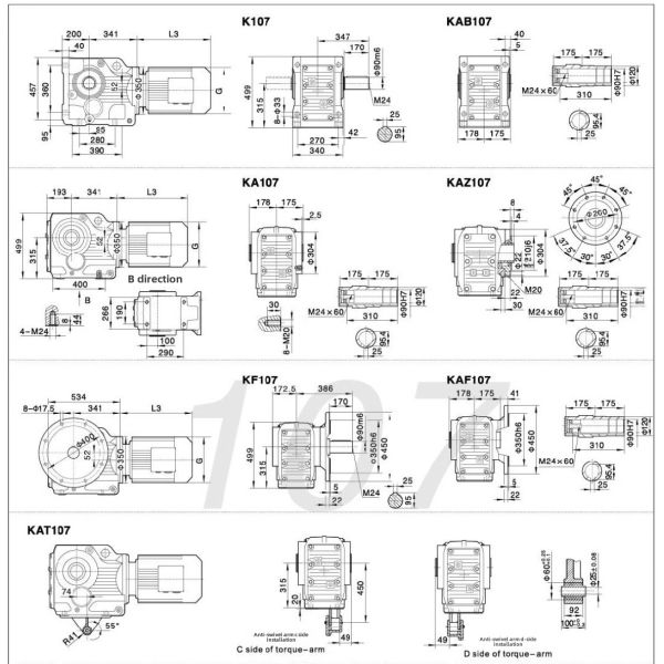 79 Kilowatt 90 Degree High Efficiency Helical Bevel Gearbox Reducer Gear Motor for Industrial Machinery