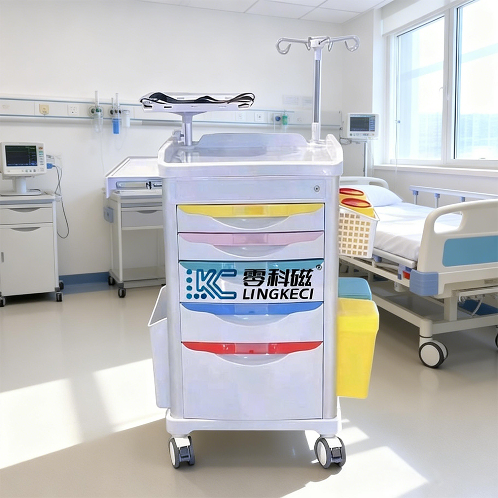 MR Dedicated Non Magnetic ABS Emergency Rescue Trolley with Medical Casters for MRI Department