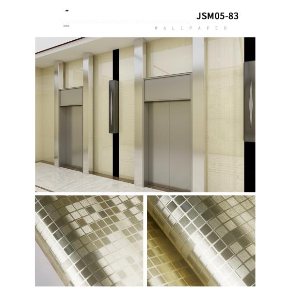 Oil Proof Silver Geometric Wallpaper PVC Metallic Mosaic Wallpaper