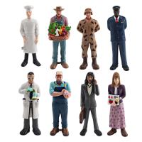 8 PCS Fingir profesionales Figuras de personas en el trabajo Juguete modelo para niños Niñas Niños