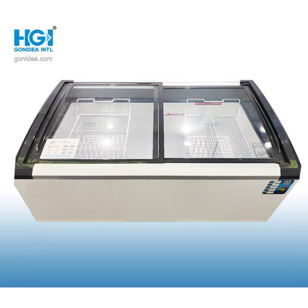 Curved Glass Top Deep Chest Freezer Commercial 10.5 CUFT For Shopping Mall