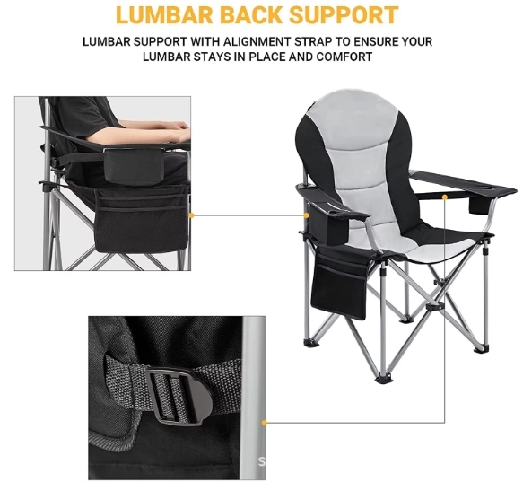 Modern Lightweight Outdoor Portable Eco-Friendly Foldable Fishing Camping Chair Ice Bag Metal Frame for Park Outdoor Furniture