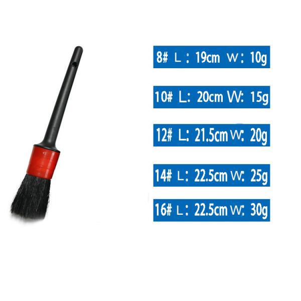 Natural PP Hair Auto Car Detailing Brush Set 20cm PET Corrugated Soft Bristles