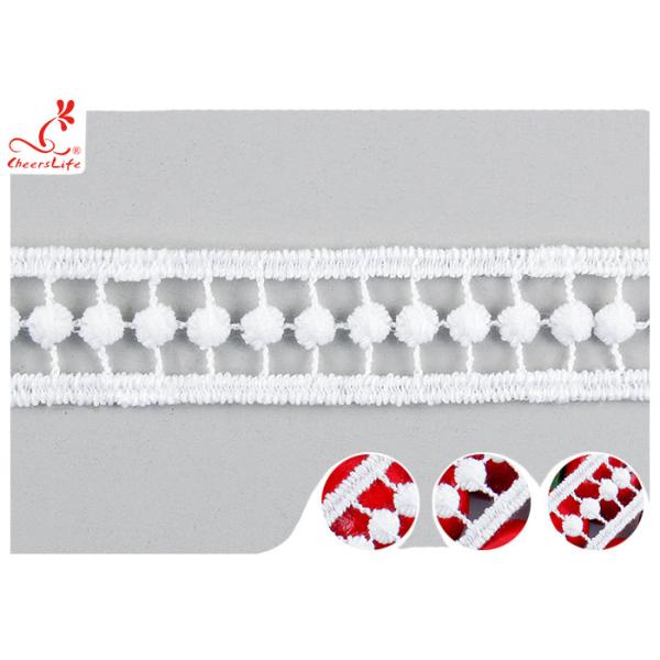 2CM White Guipure Embroidered Lace Trim With Poly Milk Silk Pass OEKO TEX 100