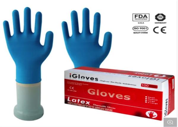 CE Approval Disposable Medical Gloves 100% Natural Latex Materials S / M / L / XL
